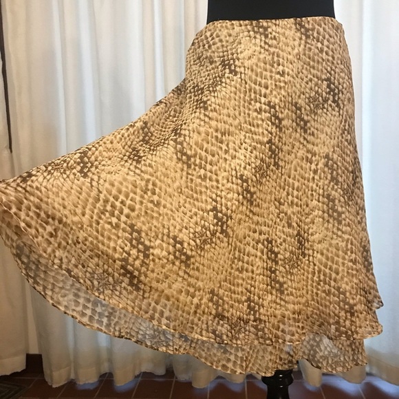 Vintage LRL 90s Swing Skirt Snake Print Petite S - Picture 3 of 9